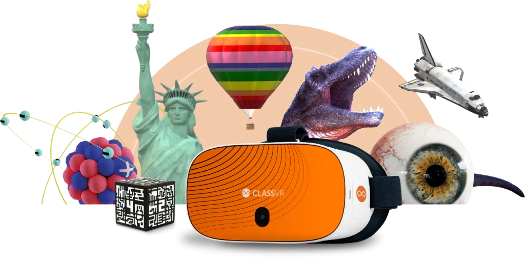 מציאות מדומה/רבודה בחינוך והדרכה 1 vr headset and surreal collage